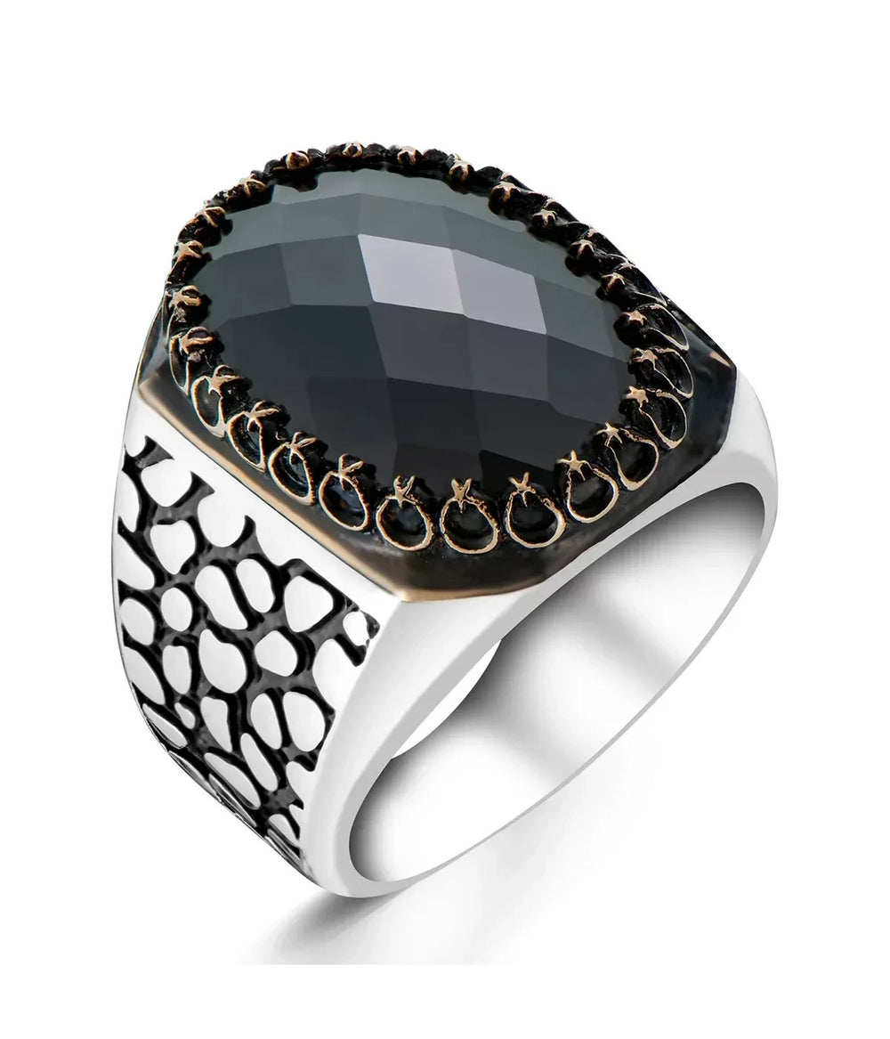 925er Sterlingsilber Zirkon Herrenring Handgefertigt Naturbernstein Damenring