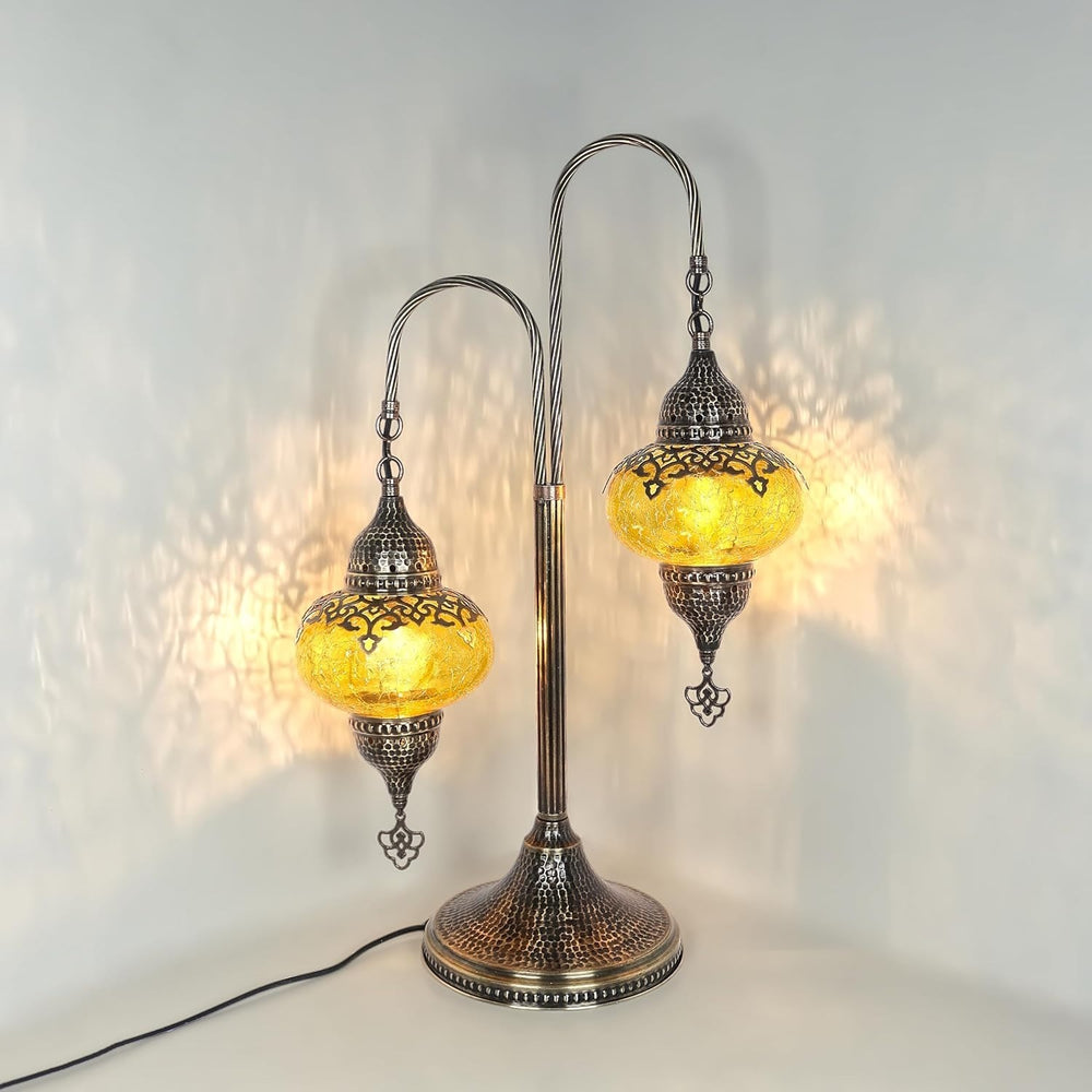 Türkische 2-Kugel Rissglaslampe | Marokkanisch Mosaik Tiffany Stil Lampe