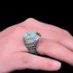 925er Sterlingsilber Turkis Herrenring Handgefertigt Naturbernstein Damenring