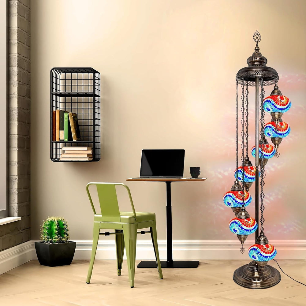 Große 7″ Bunte Türkische Mosaik Stehlampe | Boho Vintage Tiffany Stil Lampe