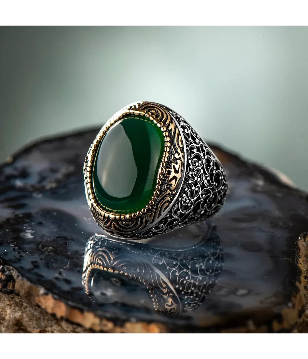 925er Sterlingsilber Zirkon Herrenring Handgefertigt Naturbernstein Damenring