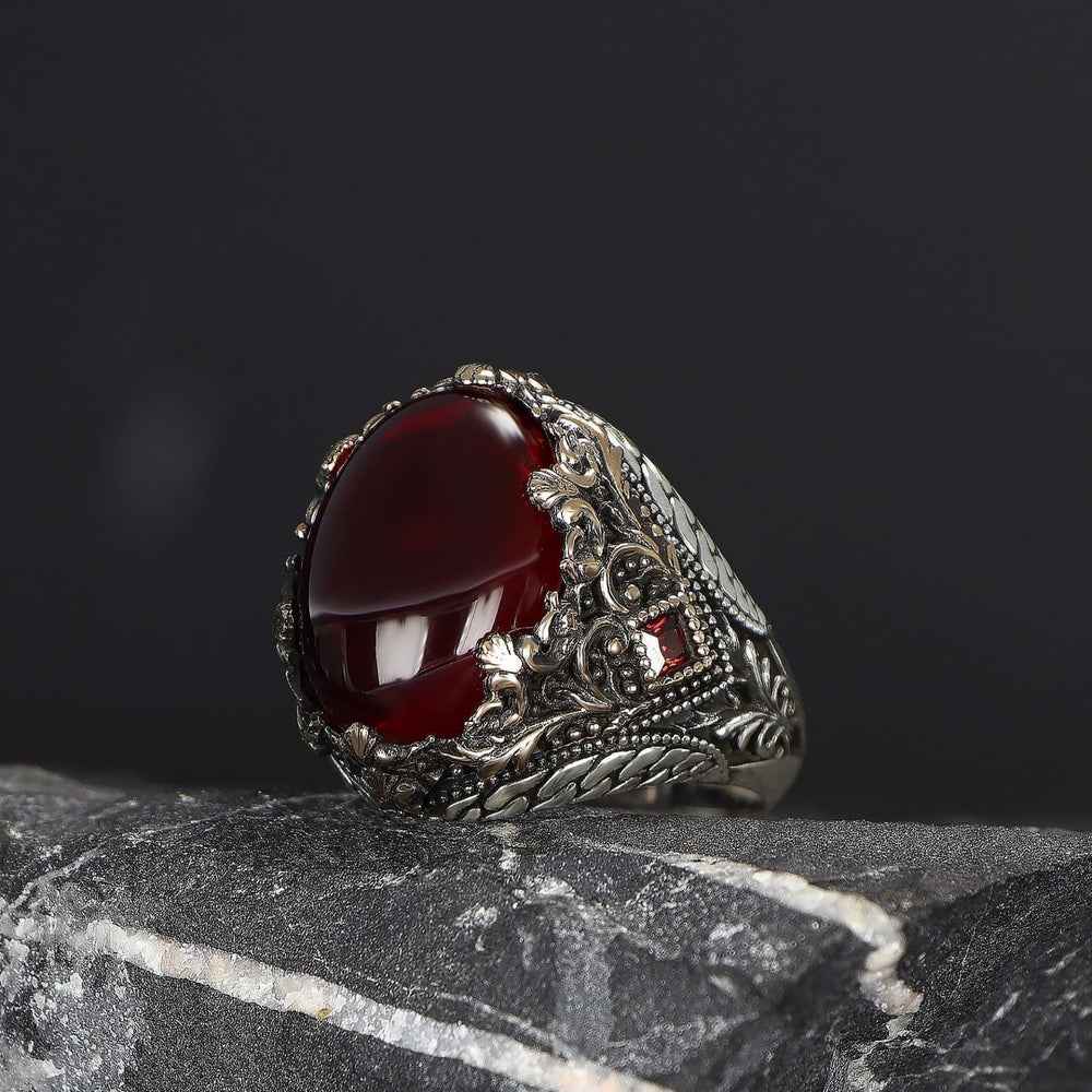 925er Sterlingsilber Achatstei Herrenring Handgefertigt Naturbernstein Damenring