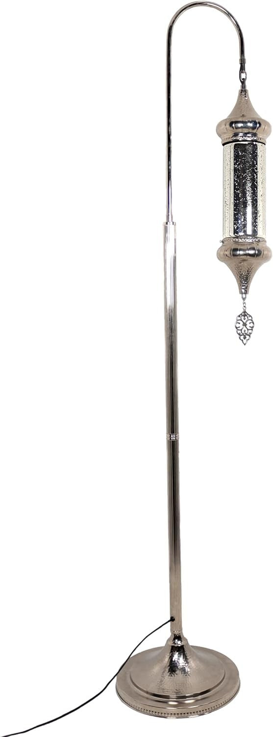Türkische Mosaik Stehlampe | Elegante Marokkanische Silber Lampe aus Glas