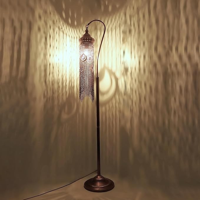 Boho Türkische Mosaik-Stehlampe | Marokkanische Vintage Lampe für Wohnzimmer