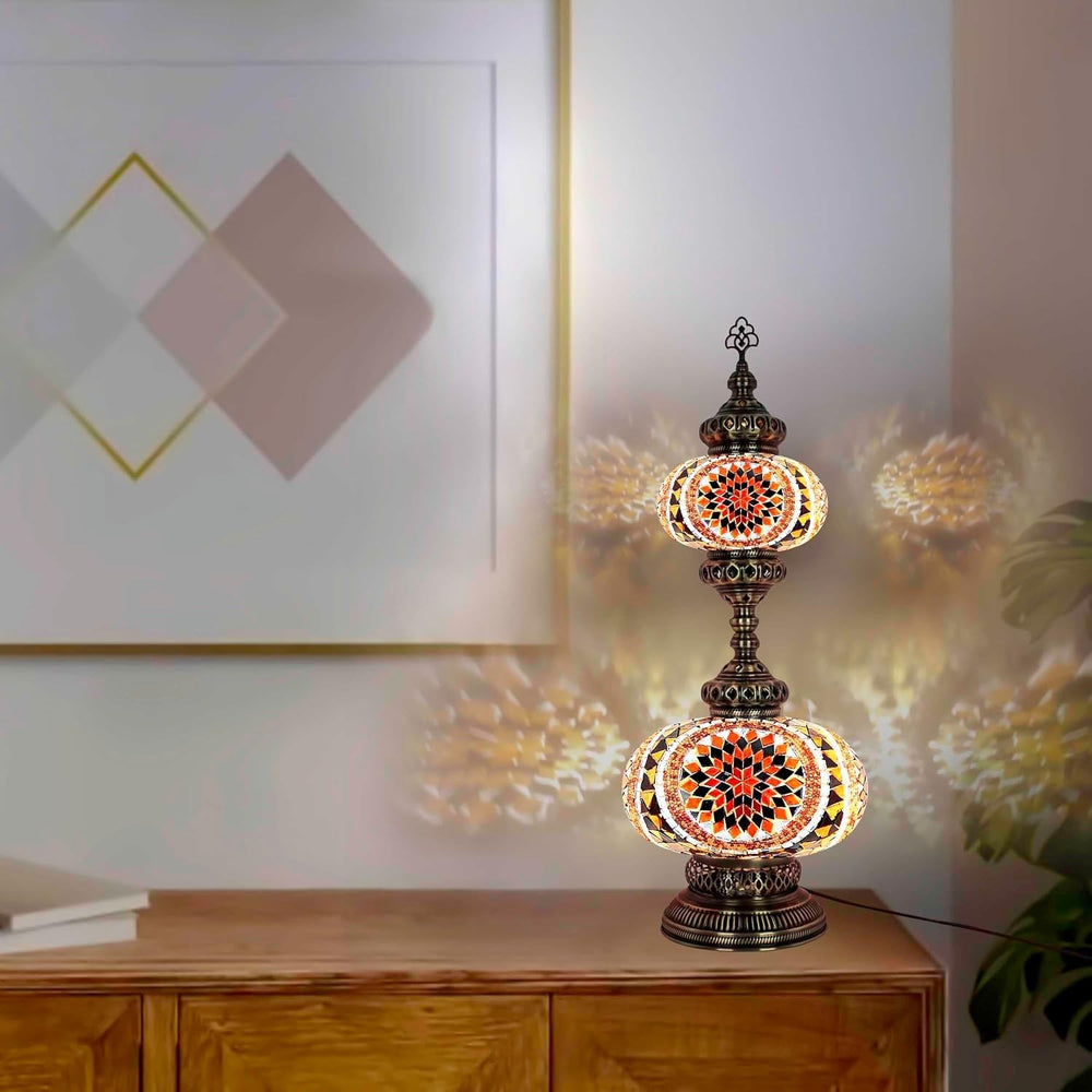 Handgefertigte Türkische Mosaiklampe | Marokkanische Bunte Tischlampe Deko