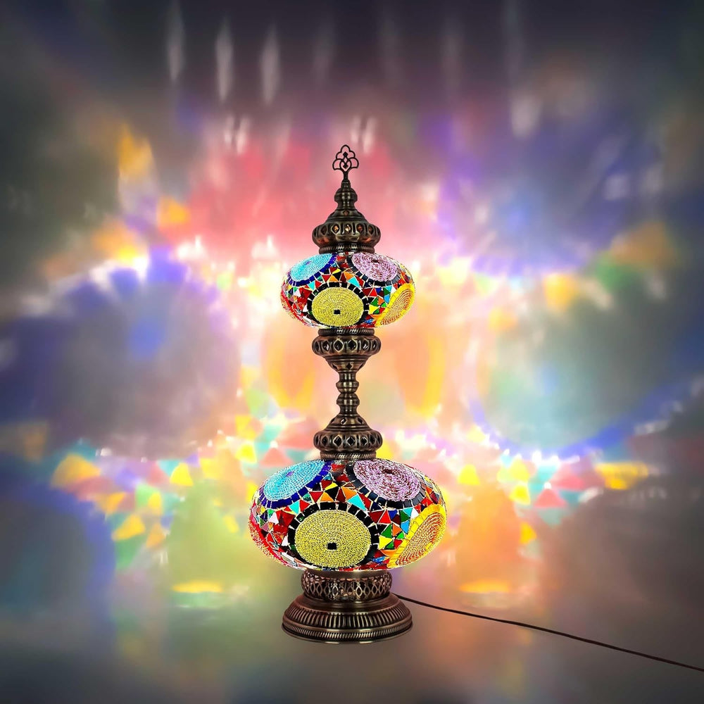 Handgefertigte Türkische Mosaiklampe | Marokkanische Bunte Tischlampe Deko