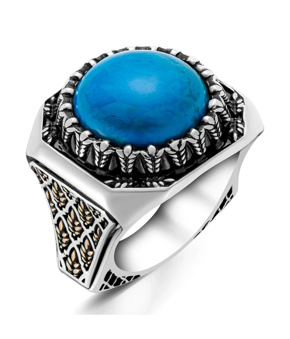 925er Silber mit Türkis-Stein Steinhandgefertigte Ringe für Frauen und Männer