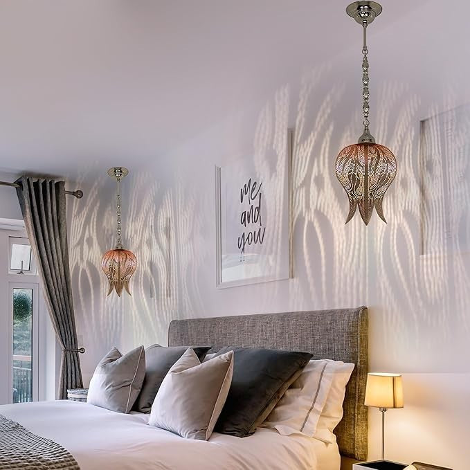 Marokkanische Hängelampe Türkisches Tulpen-Mosaik Deckenlicht Kette Stecker