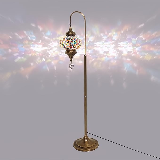 Türkische Mosaik Stehlampe | Marokkan. Schwanenhalslampe & Buntglas Blickfang