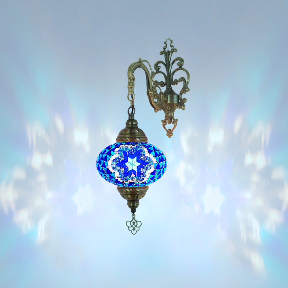 Blue flower Turkish mosaic wall sconce lamp