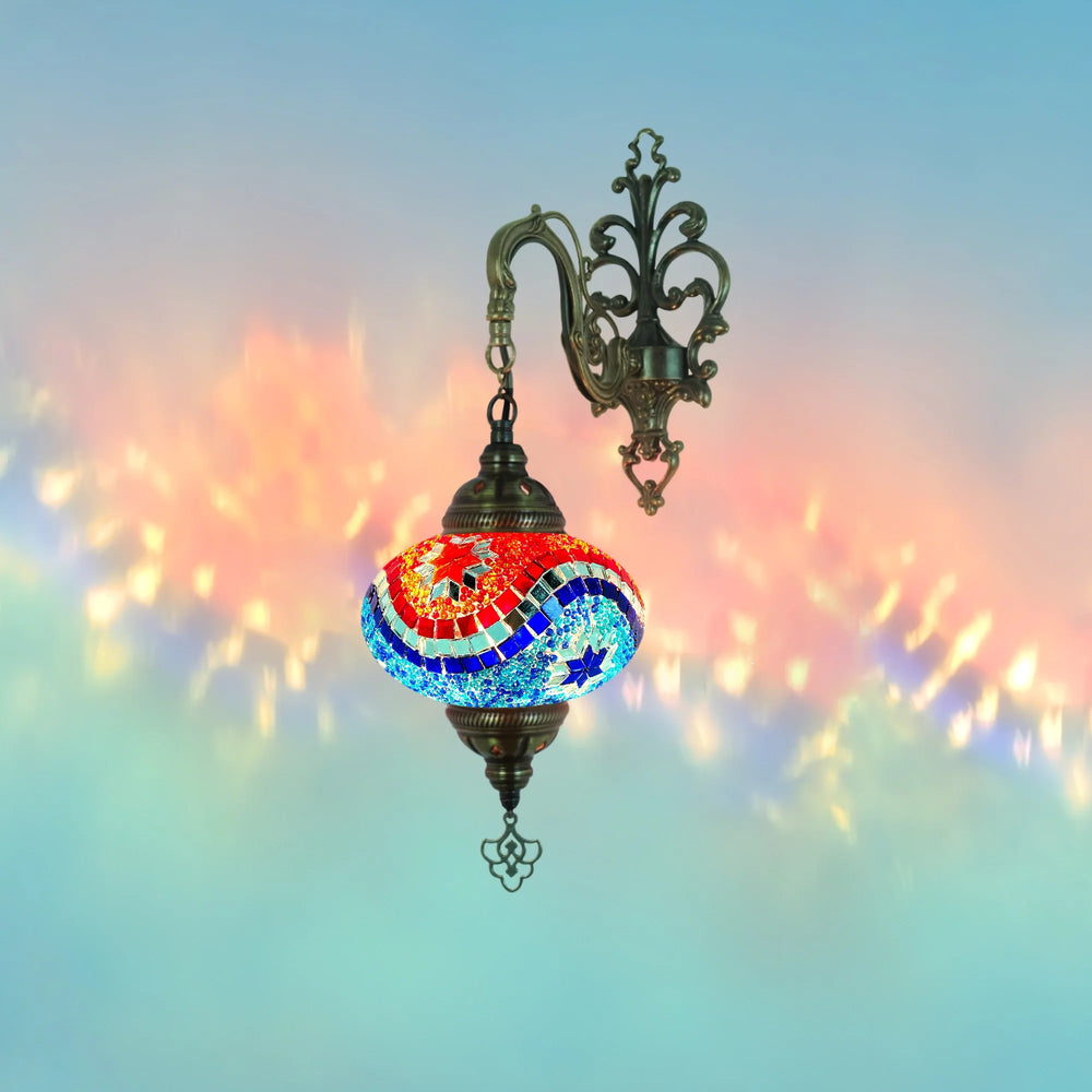 Blue orange color mosaic wall sconce lamp