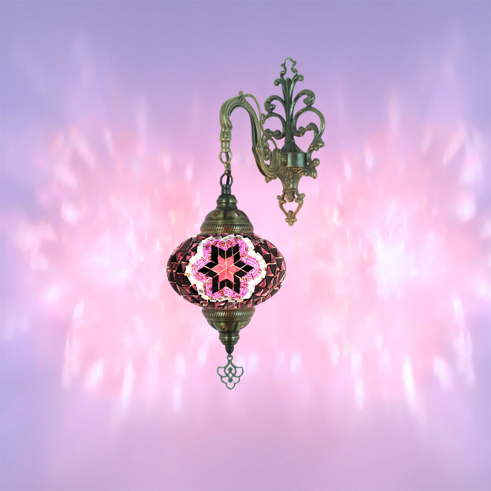Purple flower Turkish mosaic wall sconce lamp