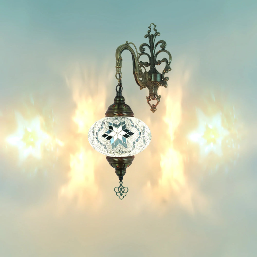 White Flower Turkish mosaic wall sconce lamp