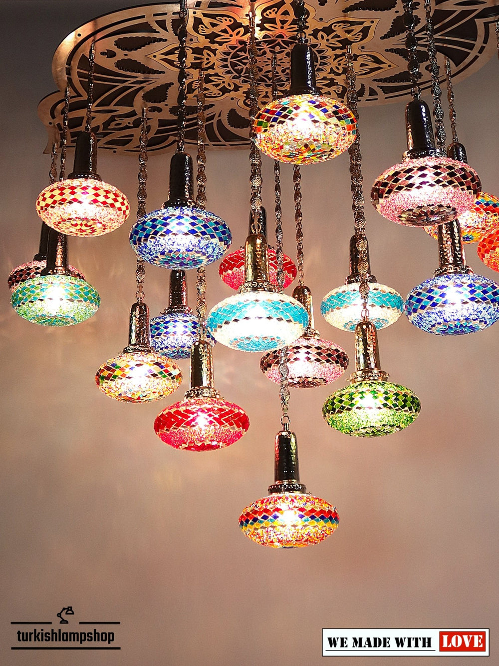 Mosaic Glass Turkish Chandelier 