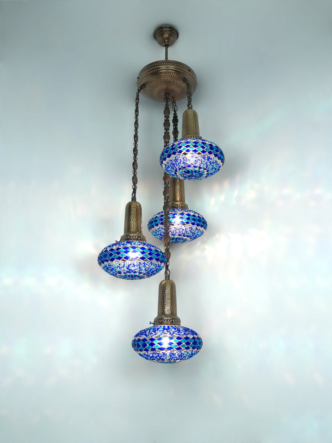 Turkish Chandelier stained glass 4-Globe Sprial Design 