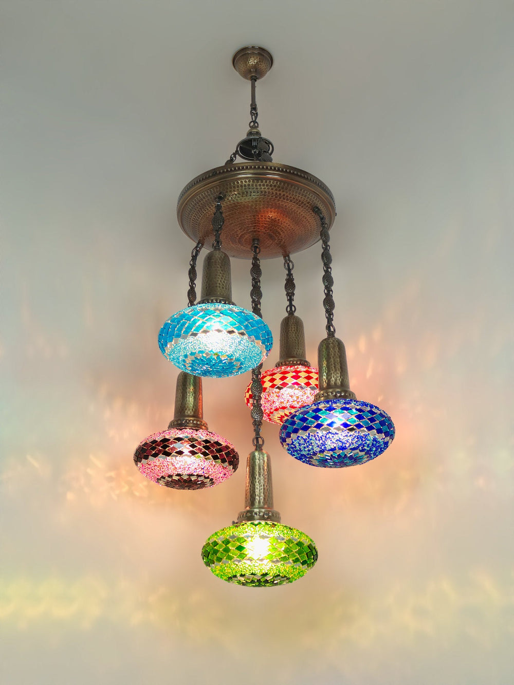 Turkish Mosaic Chandelier 5-Globe 