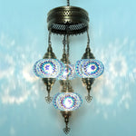 Mosaic Chandelier 4 Globe Turkish Design Colorful