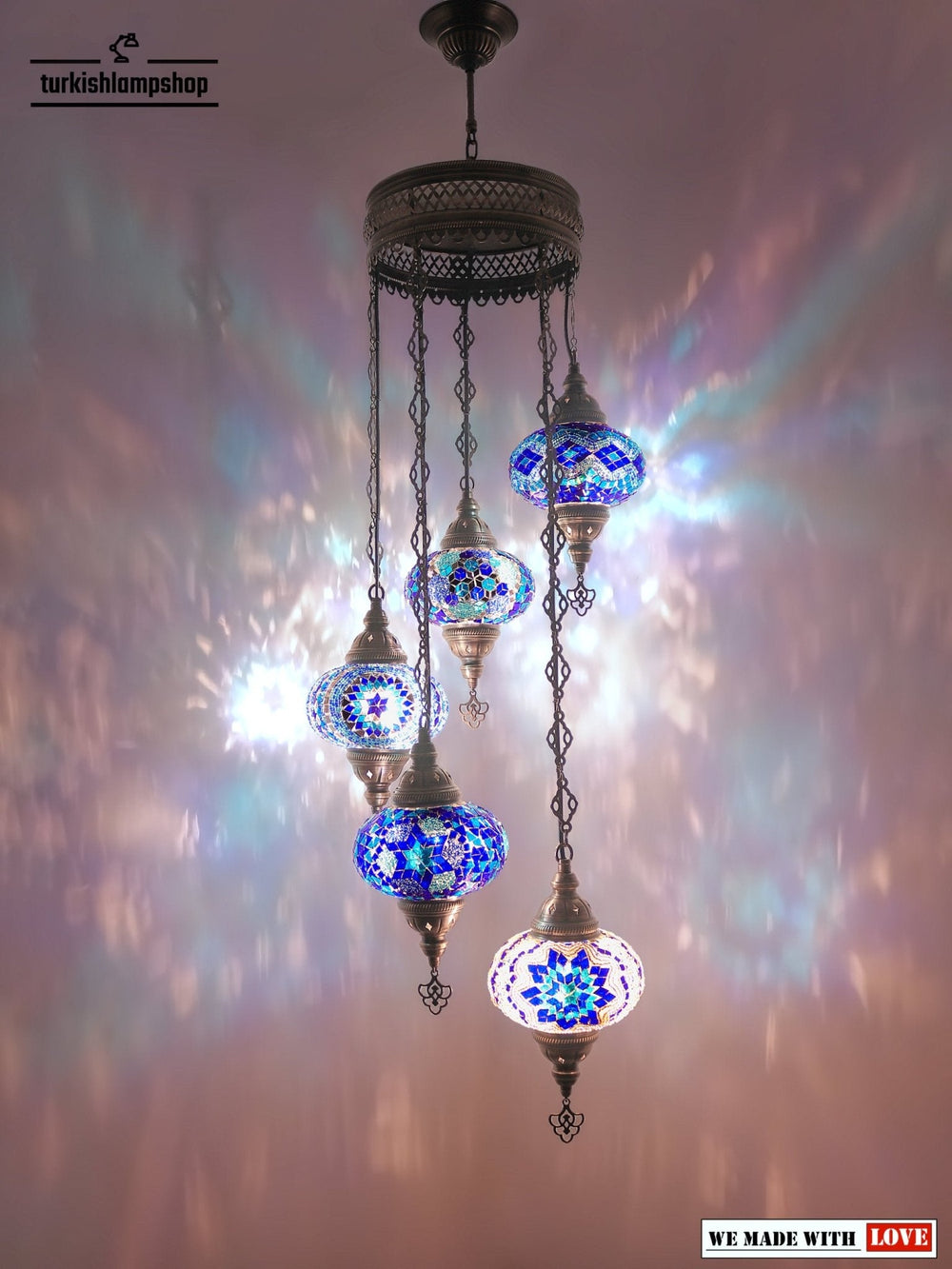 Mosaic Chandelier 5 Globe 