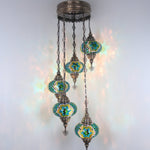 Türkischer Mosaik-Kronleuchter - Spiralförmig 5 Kugeln Orientalische Lampe