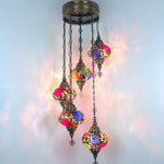 Türkischer Mosaik-Kronleuchter - Spiralförmig 5 Kugeln Orientalische Lampe