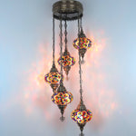 Türkischer Mosaik-Kronleuchter - Spiralförmig 5 Kugeln Orientalische Lampe