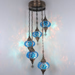 Türkischer Mosaik-Kronleuchter - Spiralförmig 5 Kugeln Orientalische Lampe