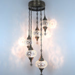 Türkischer Mosaik-Kronleuchter - Spiralförmig 5 Kugeln Orientalische Lampe