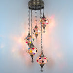 Türkischer Mosaik-Kronleuchter - Spiralförmig 5 Kugeln Orientalische Lampe