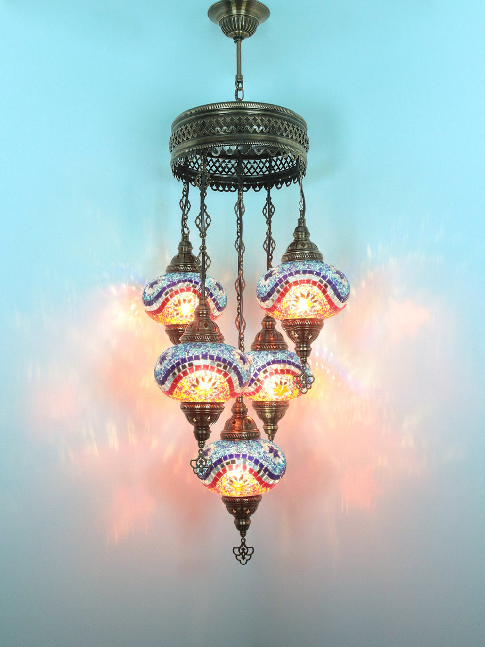 Mosaic Chandelier 5 Globe 