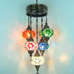 Turkish Mosaic Chandelier 5 Globe Pendant Lights