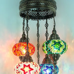 Turkish Mosaic Chandelier - 4 Globe Colorful Handmade Ceiling Light