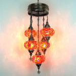 Türkischer Mosaik Kronleuchter - 5 Kugel Pendelleuchten Orientalische Lampe