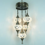 Türkischer Mosaik Kronleuchter - 5 Kugel Pendelleuchten Orientalische Lampe