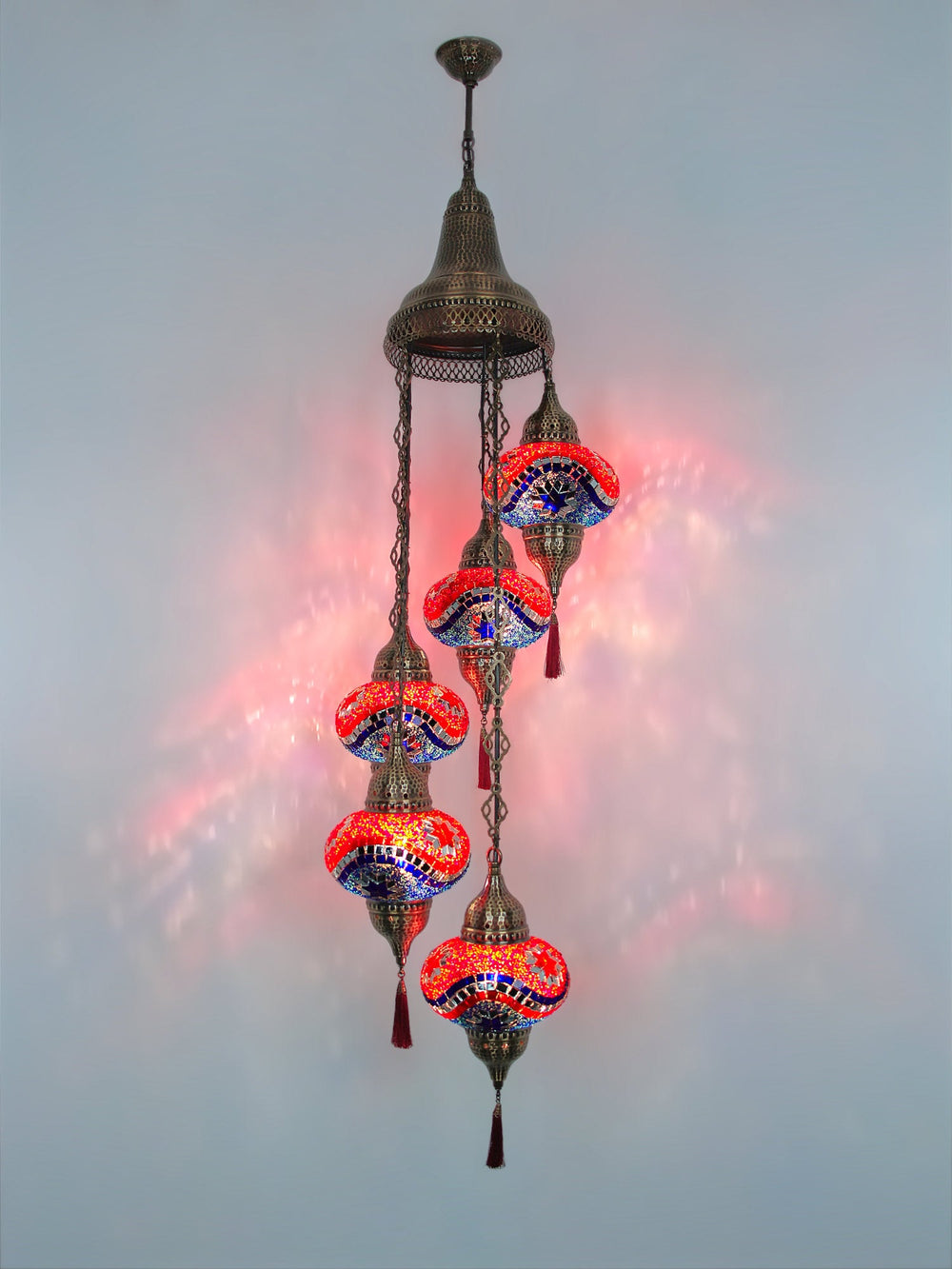 Turkish Mosaic Chandelier 5-Globe 