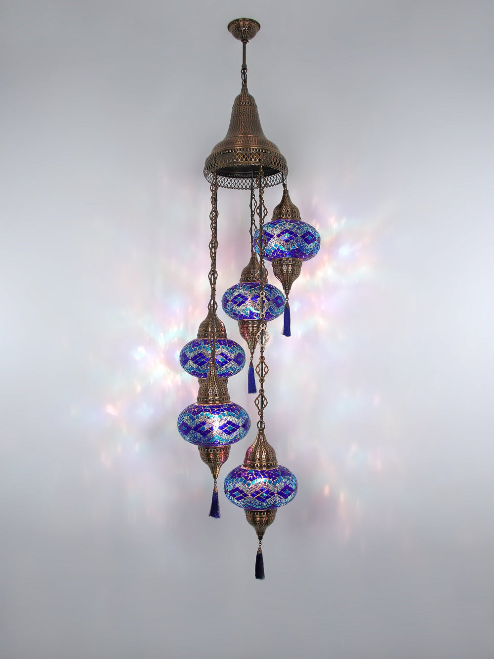 Turkish Mosaic Chandelier 5-Globe 