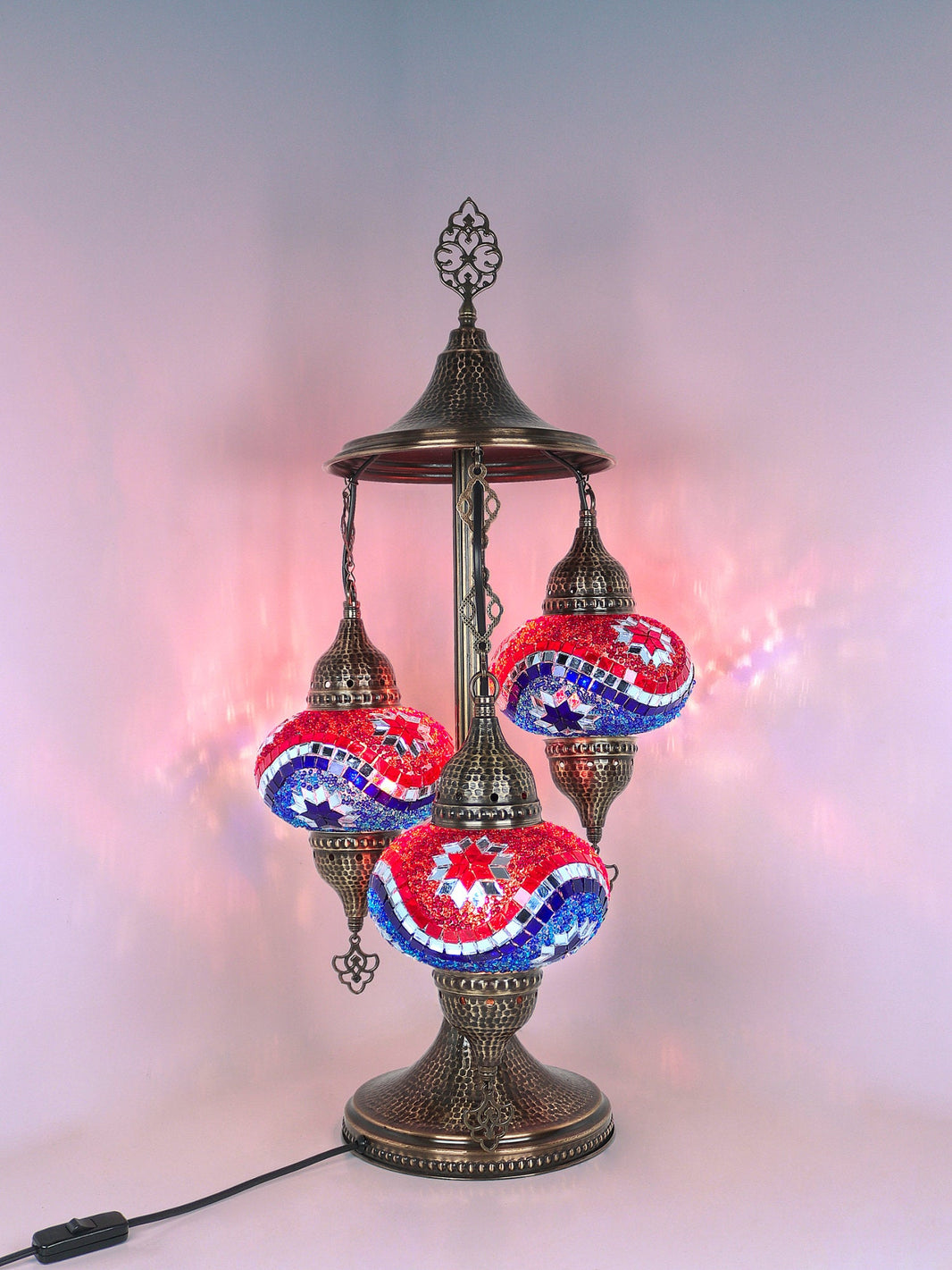 Mosaic Bedside Lamp 3-Globe Colorful