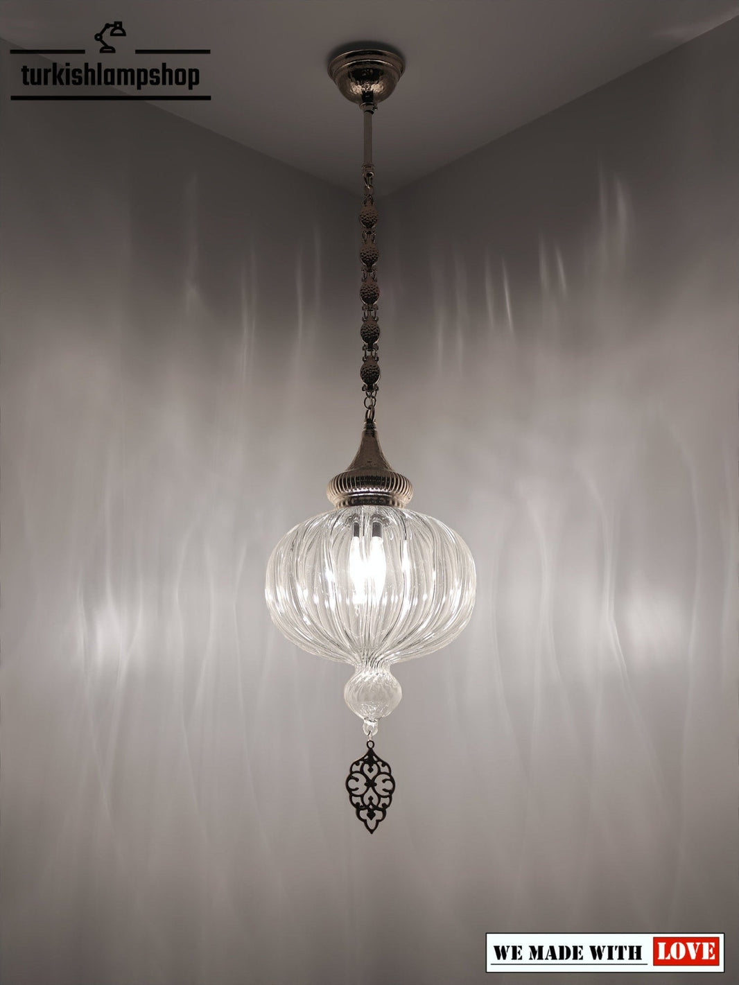 Turkish Pyrex Glass Hanging Lamp 