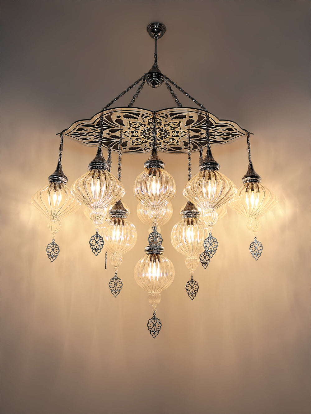 Turkish Chandelier Pyrex Glass 11 Globe 