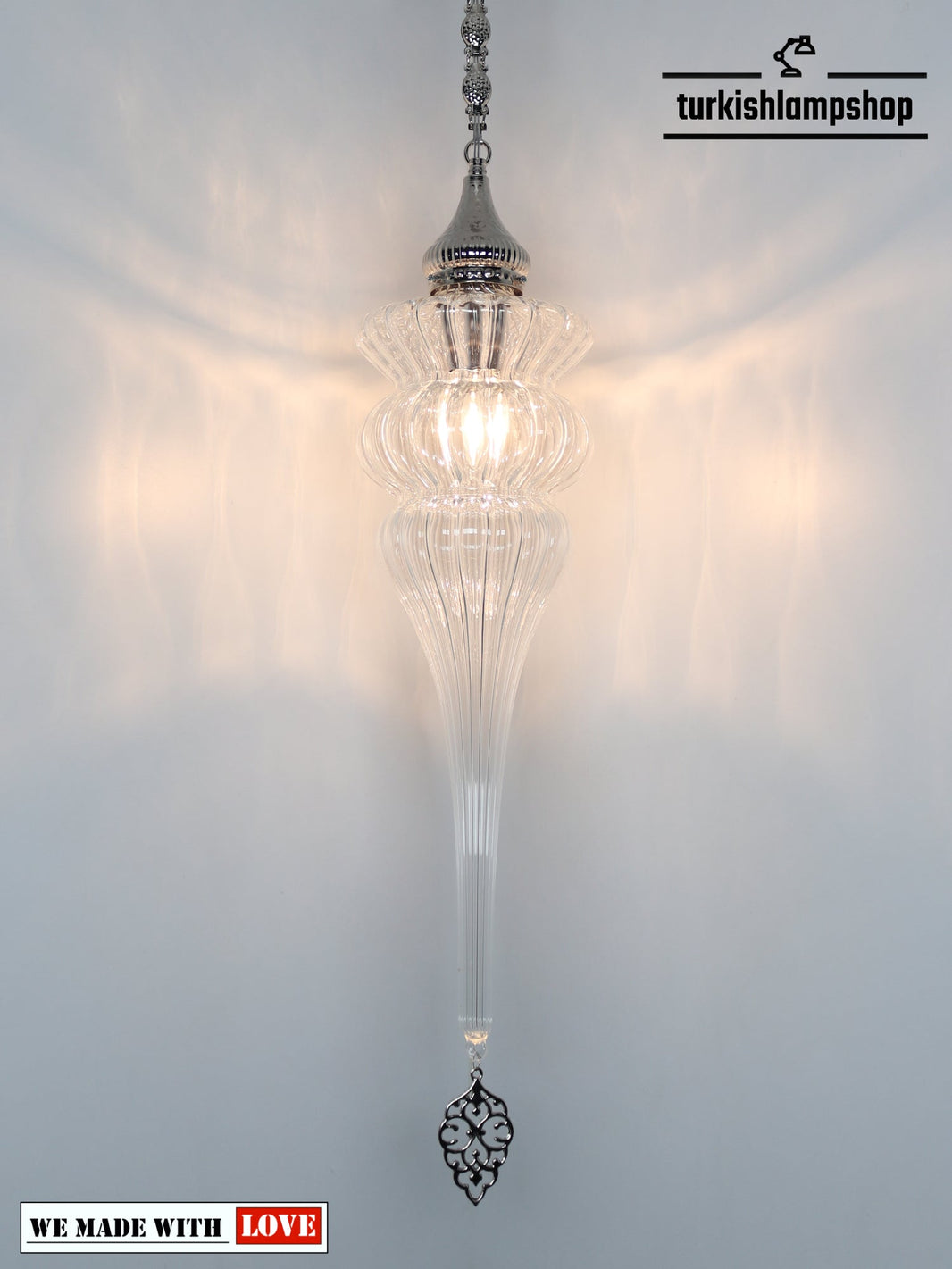 Turkish Pyrex Glass Lantern Pendant Lamp Transparent Color