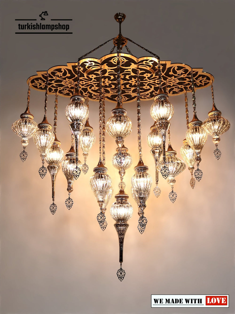 Turkish Chandelier 19 Globe Pyrex Blown Glass