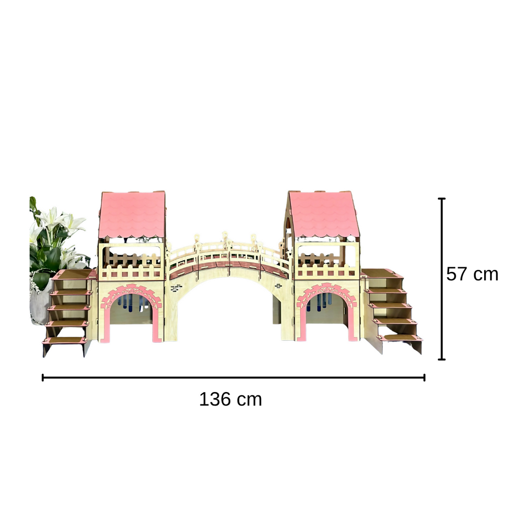 Ahornrosa Hasenschloss Zweistöckiges Kaninchenhaus aus Holz