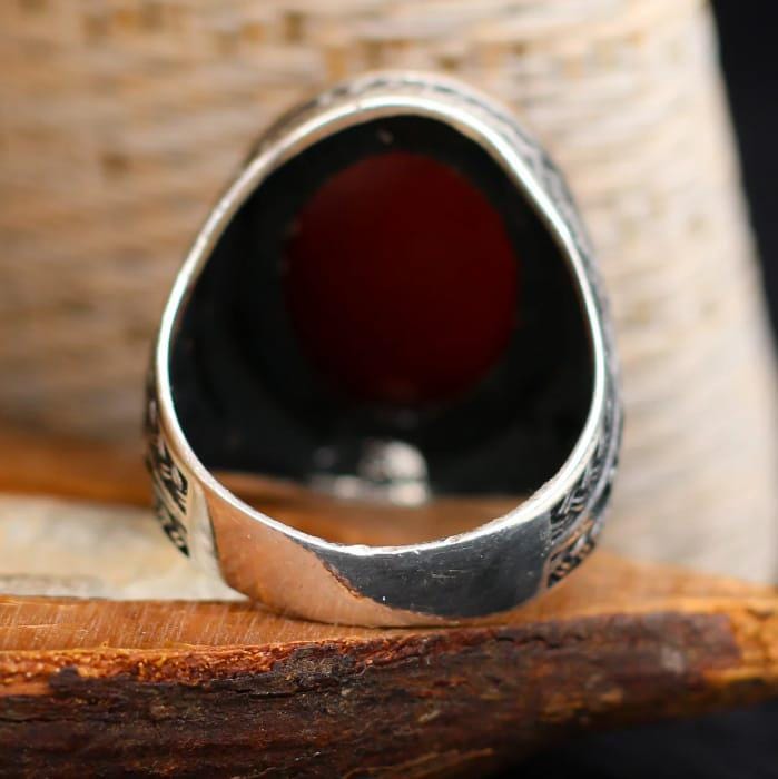 Sterling Silver Ruby Ring: Handmade Ottoman Style Men's Jewelry