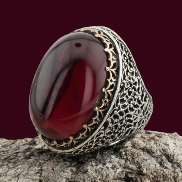 Sterling Silver Ruby Ring: Handmade Turkish Ottoman Style