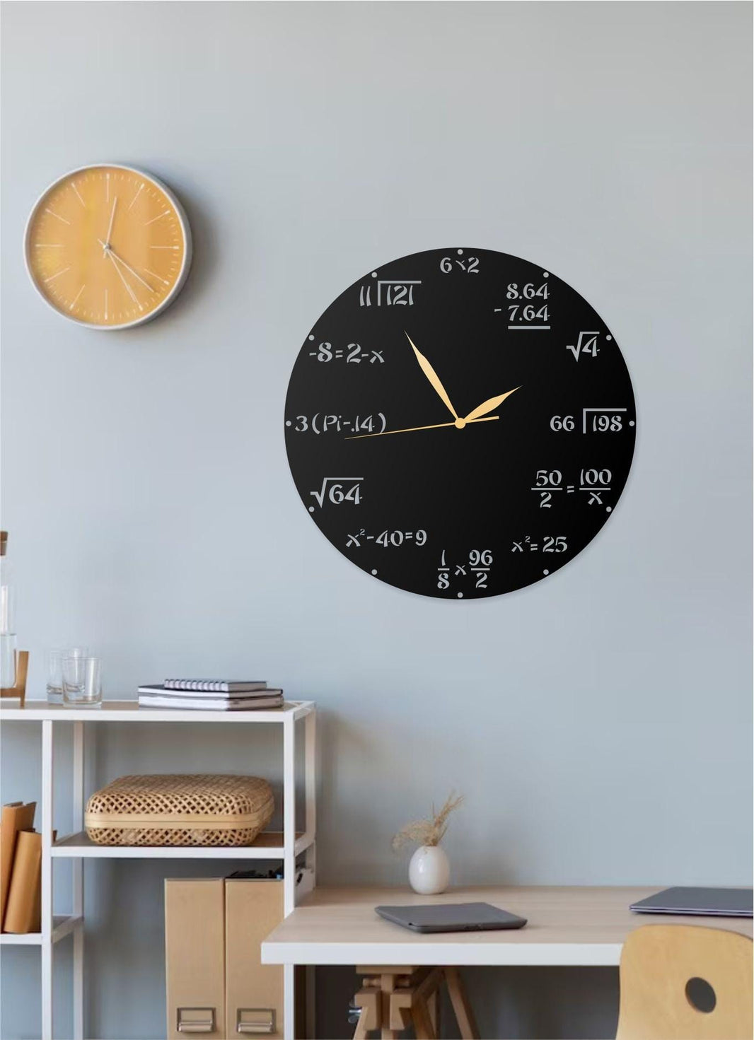 Math Formula Design Metal Wall Clock - Unique Black Decorative Clock for Teachers, Students, Classroom, Home or Office Decor