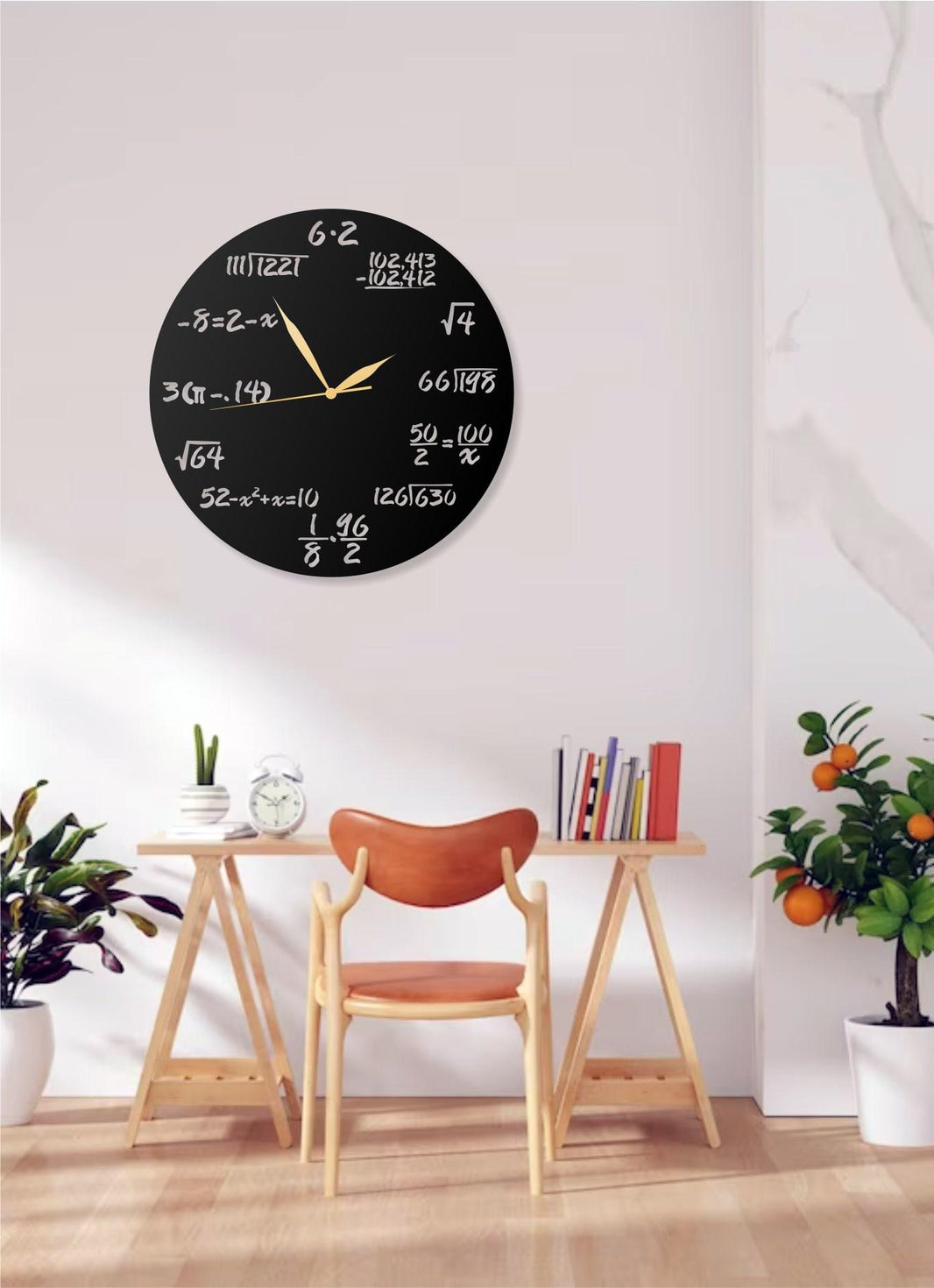 Math Formula Design Metal Wall Clock - Unique Black Decorative Clock for Teachers, Students, Classroom, Home or Office Decor