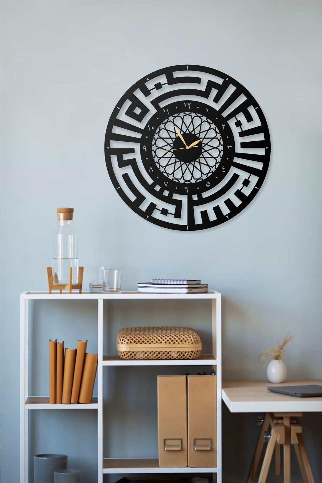 Kufi Basmala | Islamic Clock | Black | Islamic Wall Art, Islamic Home Decor, Islamic Decor, Islamic Art, Islamic Calligraphy