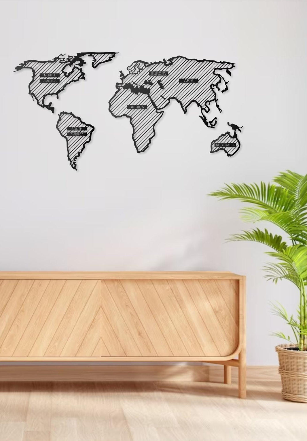 Metal World Map Wall Art  3 Piece Modern Wall Decor, Metal Wall Hanging, Minimalist World Map, Travel Gift, Home Office Decoration