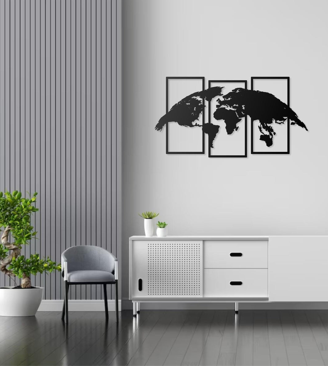 Canvas World Map Wall Art  Metal - Single Piece Modern Wall Decor, Minimalist World Map Painting, Travel Gift, Home Office Decoration