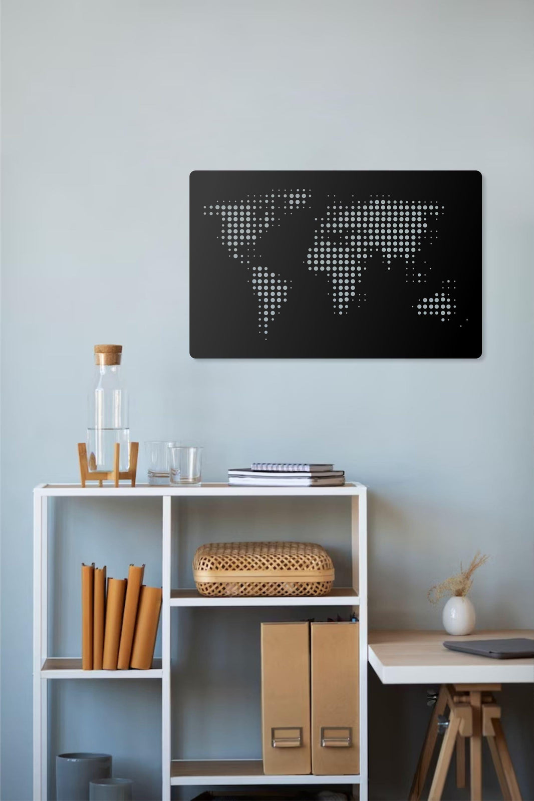 Metal World Map Wall Art  Single Piece Dot Design, Modern Metal Wall Decor, Minimalist World Map Wall Hanging, Travel Gift for Home, Office