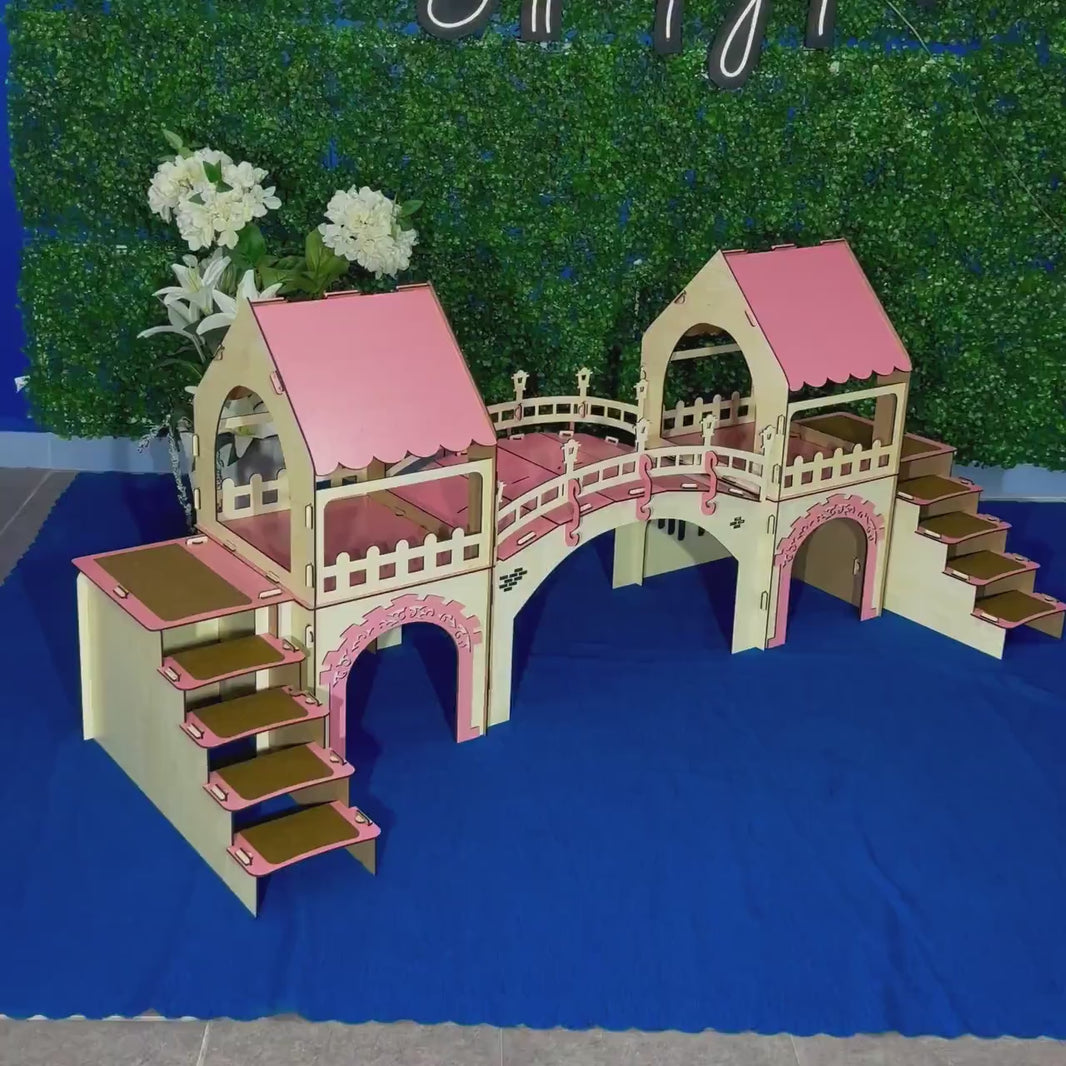 Ahornrosa Hasenschloss Zweistöckiges Kaninchenhaus aus Holz